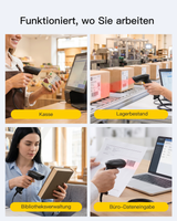Hyper A60, Barcode Scanner 1D/2D USB, QR Code Scanner Plug & Play für Einzelhandel & Lager