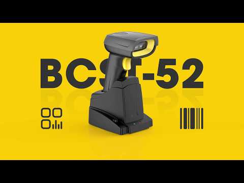 BCST-52 Lettore di codici a barre 1D/2D, wireless 2,4 GHz, Bluetooth, scansione display, con stazione base intelligente 