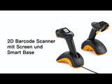 Pro 8SE 2D/1D/QR Wireless Blutooth Handheld Scanner, mit Screen und Smart Base, CMOS CCD Dual Module