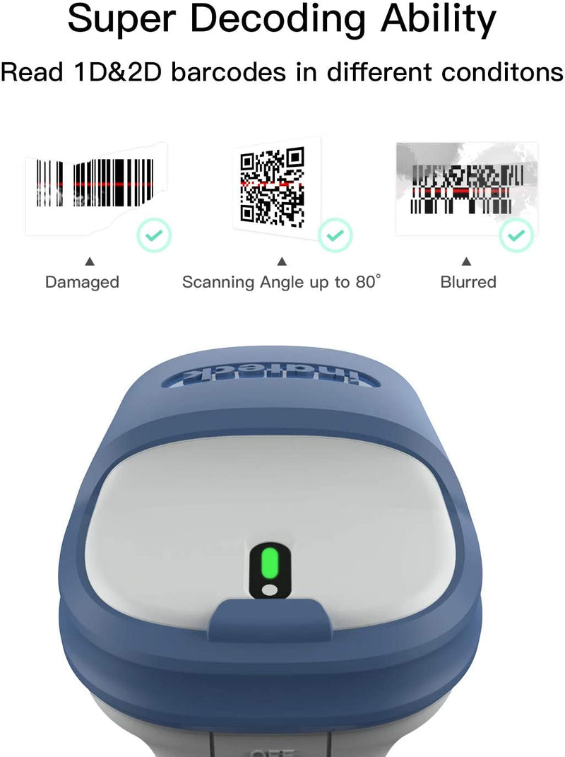 BCST-71 1D/2D Barcodescanner, kabellos 2.4GHz, Bluetooth 5.0, Displayscannen, Entwickelt für Gesundheitswesen - Inateck Official DE