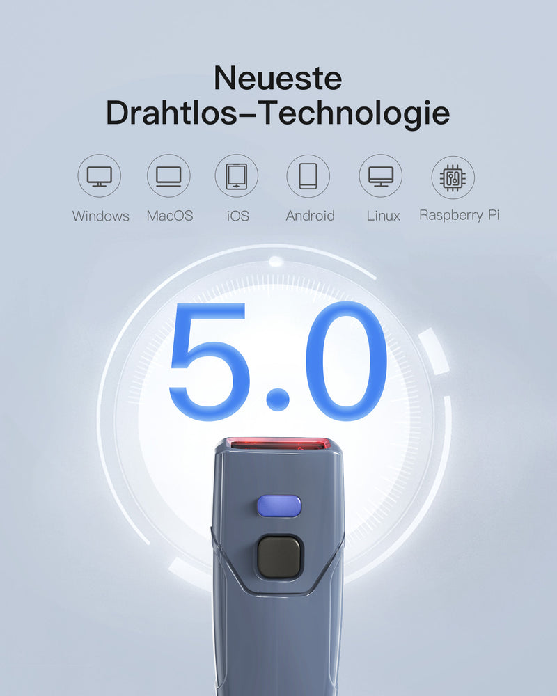 BCST-40 1D/2D Barcodescanner, Bluetooth 5.0, 30m Reichweite, Taschenscanner, Displayscannen - Inateck Office DE