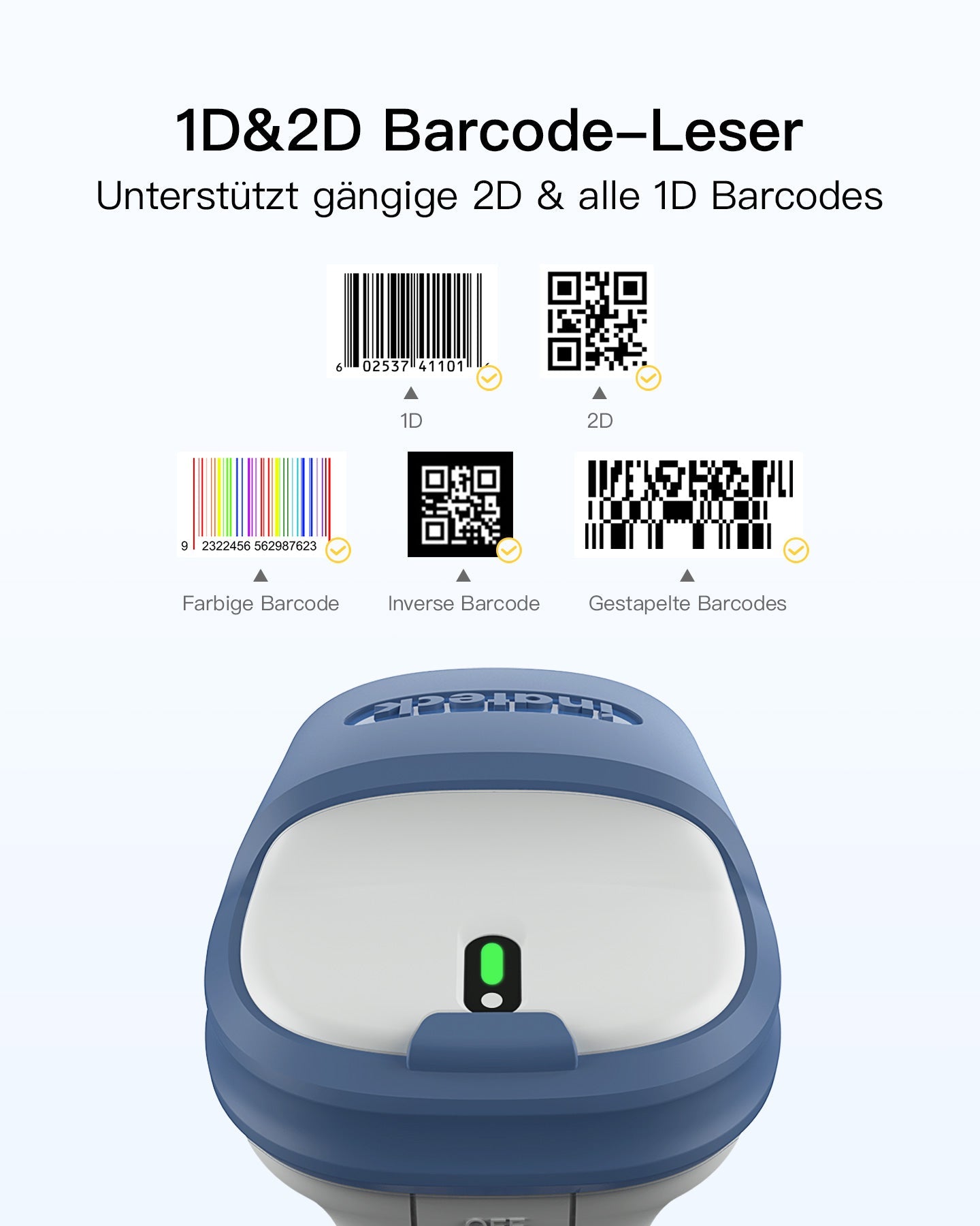 BCST73 1D/2D Barcodescanner, kabellos 2.4GHz, Bluetooth 5.0, Displays