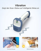 BCST-73 1D/2D Barcodescanner, kabellos 2.4GHz, Bluetooth 5.0 + BCST-S Barcodescannerständer, verstellbare Halterung - Inateck Office DE