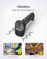 P7 1D Barcodescanner mit 2.4GHz, kabellos bis 100m, Bluetooth, Displayscannen + BS04001 Barcode Scanner Ladestation - Inateck Office DE