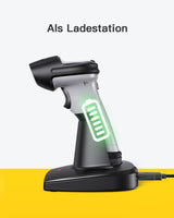 P7 1D Barcodescanner mit 2.4GHz, kabellos bis 100m, Bluetooth, Displayscannen + BS04001 Barcode Scanner Ladestation - Inateck Office DE