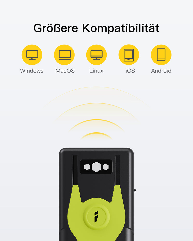 BCST-42 1D/2D Barcodescanner, Bluetooth 5.0, 40m Reichweite, Taschenscanner, Grün - Inateck Office DE