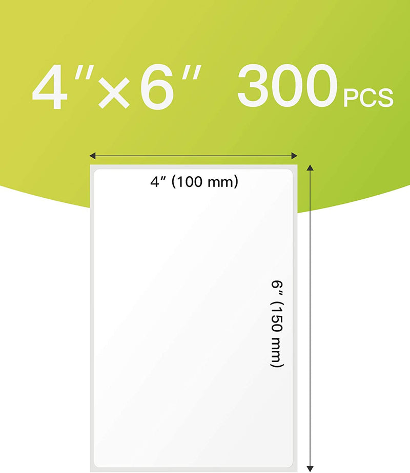 Thermopapier Versandetiketten, 4 × 6 Zoll (100 mm × 150 mm), Wasserfester Versandaufkleber, BPA/BPS-frei, 300 Stück pro Rolle × 2 Rollen, TP02001-2 - Inateck Official DE