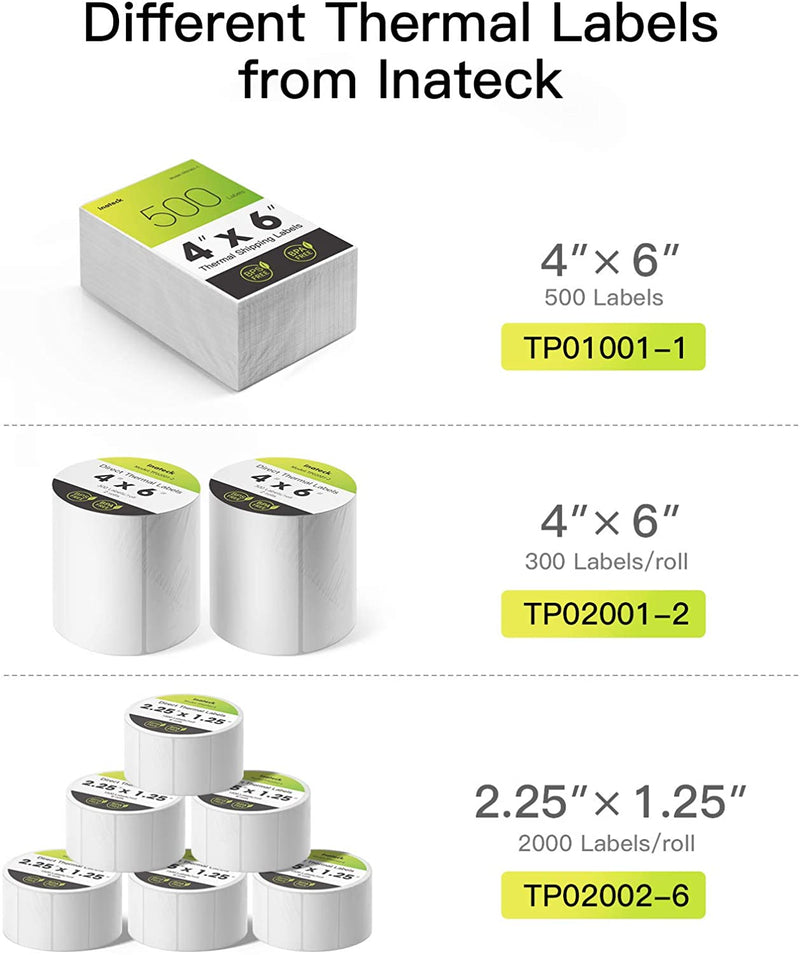 Selbstklebend Etiketten 6 x 3 cm, Adressetiketten, Haushaltsetiketten, BPA/BPS-frei, 1500 Etiketten × 6 Rollen TP02002-6 - Inateck Official DE