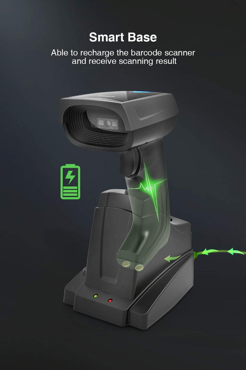 BS01001 1D/2D Barcodescanner, kabellos, Bluetooth, Displayscannen, mit intelligenter Basisstation - Inateck Official DE