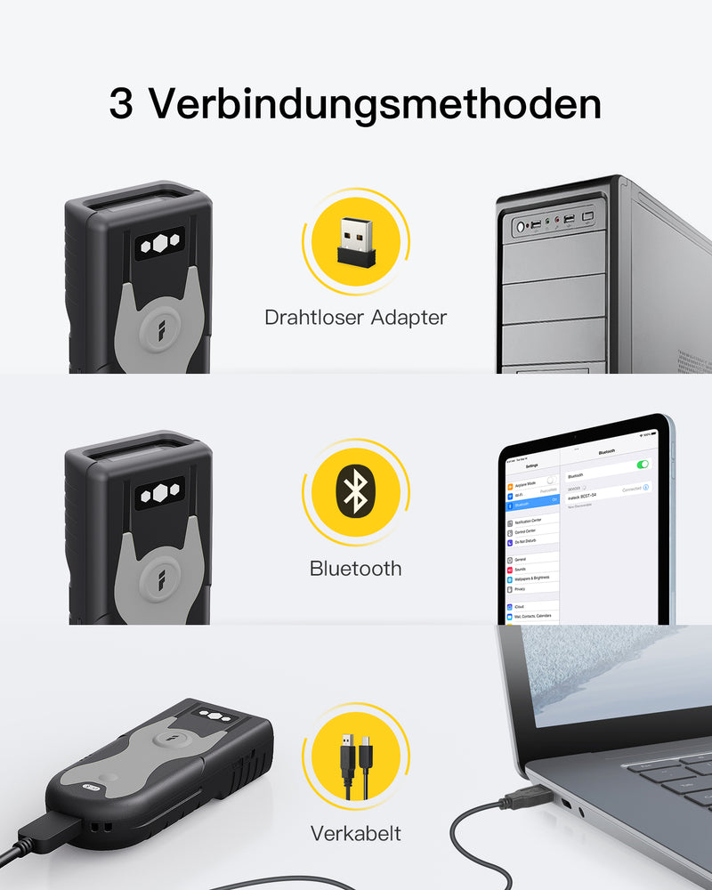BCST-43 1D Barcodescanner, Bluetooth 5.0, 30m Reichweite, Taschenscanner - Inateck Office DE