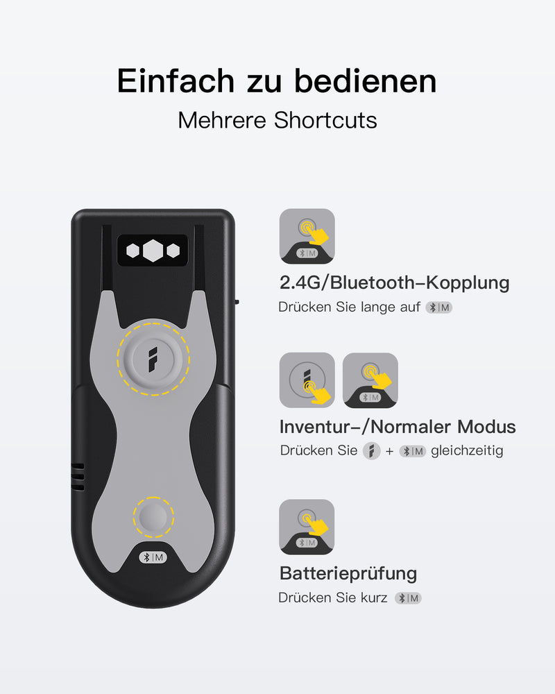 BCST-43 1D Barcodescanner, Bluetooth 5.0, 30m Reichweite, Taschenscanner - Inateck Office DE