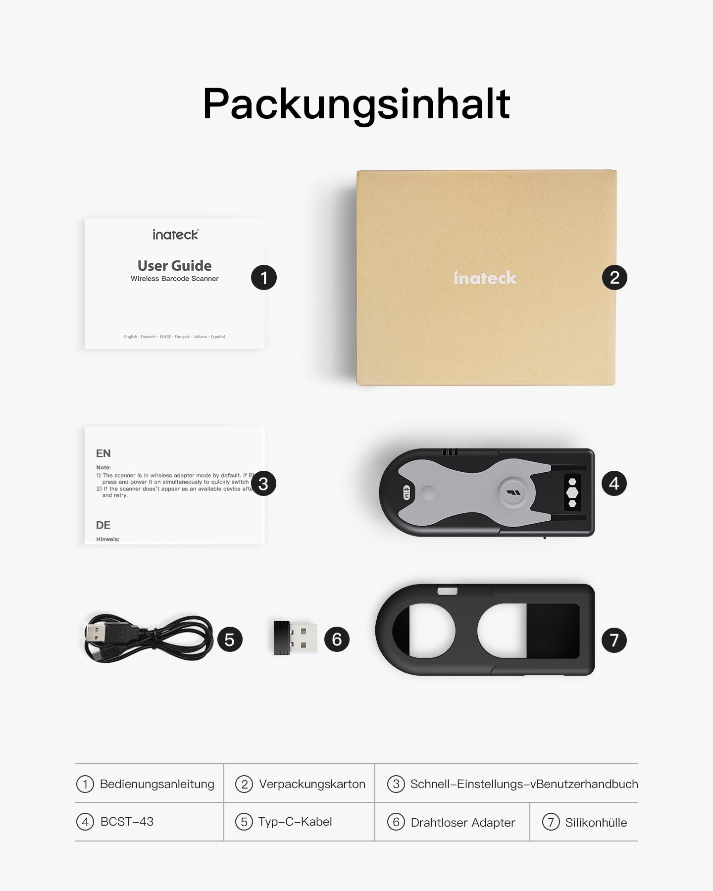 Inateck 1D Tragbarer BarcodeScanner USB Wireless, BCST43 Inateck